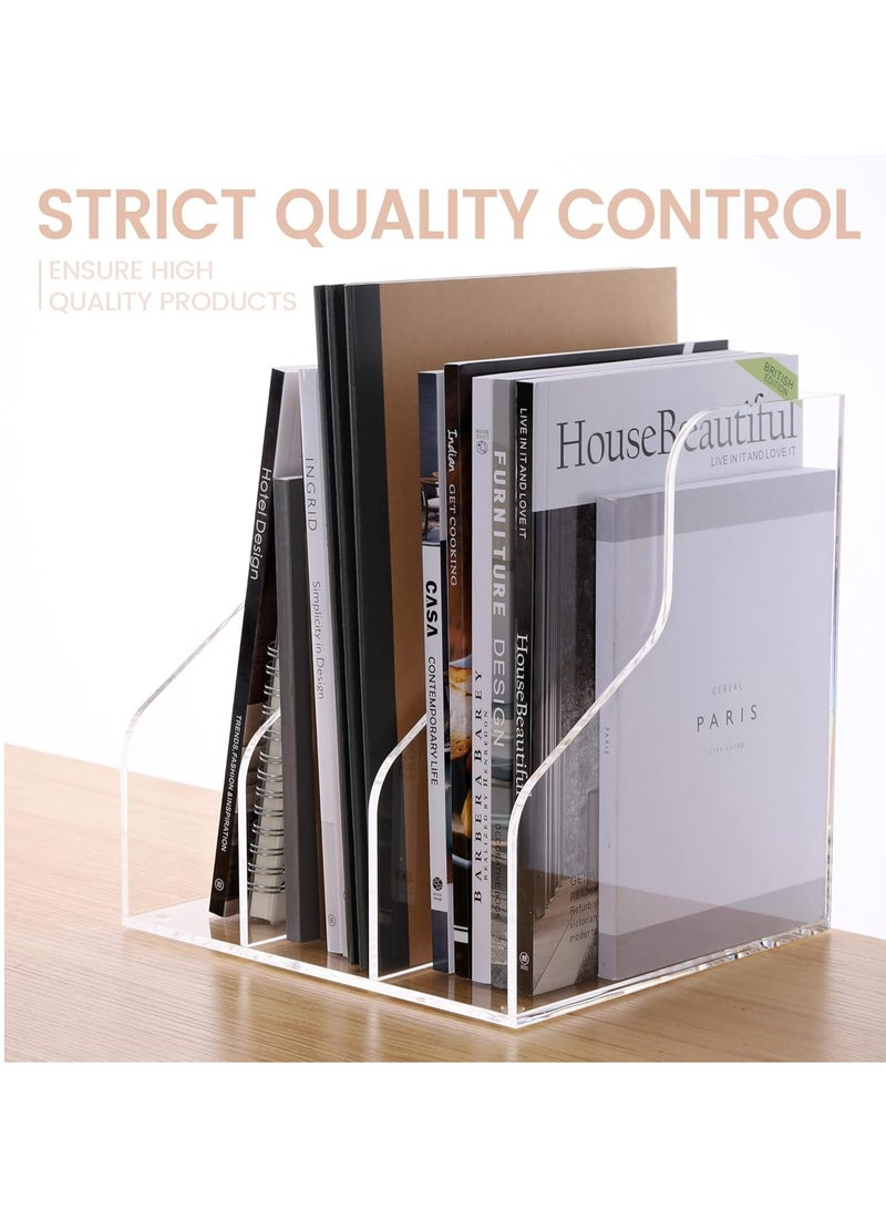Maxsafe Desk Organizer, Acrylic Magazine Rack, Book Stand, File Holder for Office Organization and Accessories - Clear, 3 Vertical Slots, 1 Pack (3 Slot V) - Image 2