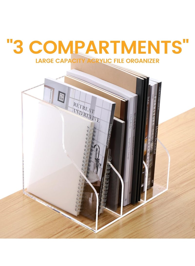 Maxsafe Desk Organizer, Acrylic Magazine Rack, Book Stand, File Holder for Office Organization and Accessories - Clear, 3 Vertical Slots, 1 Pack (3 Slot V) - Image 3