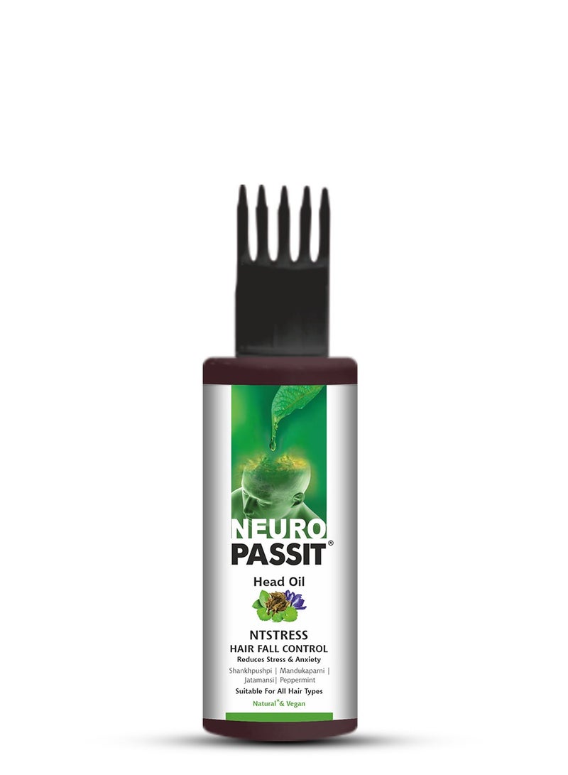 Passion Indulge Natural Neuropassit NTstress Hair fall control & Cooling oil, Reduce Stress & Anxiety | Anti Dandruff | Promote Good Sleep | Natural & Vegan | All Hair Type - 100ml - Image 1