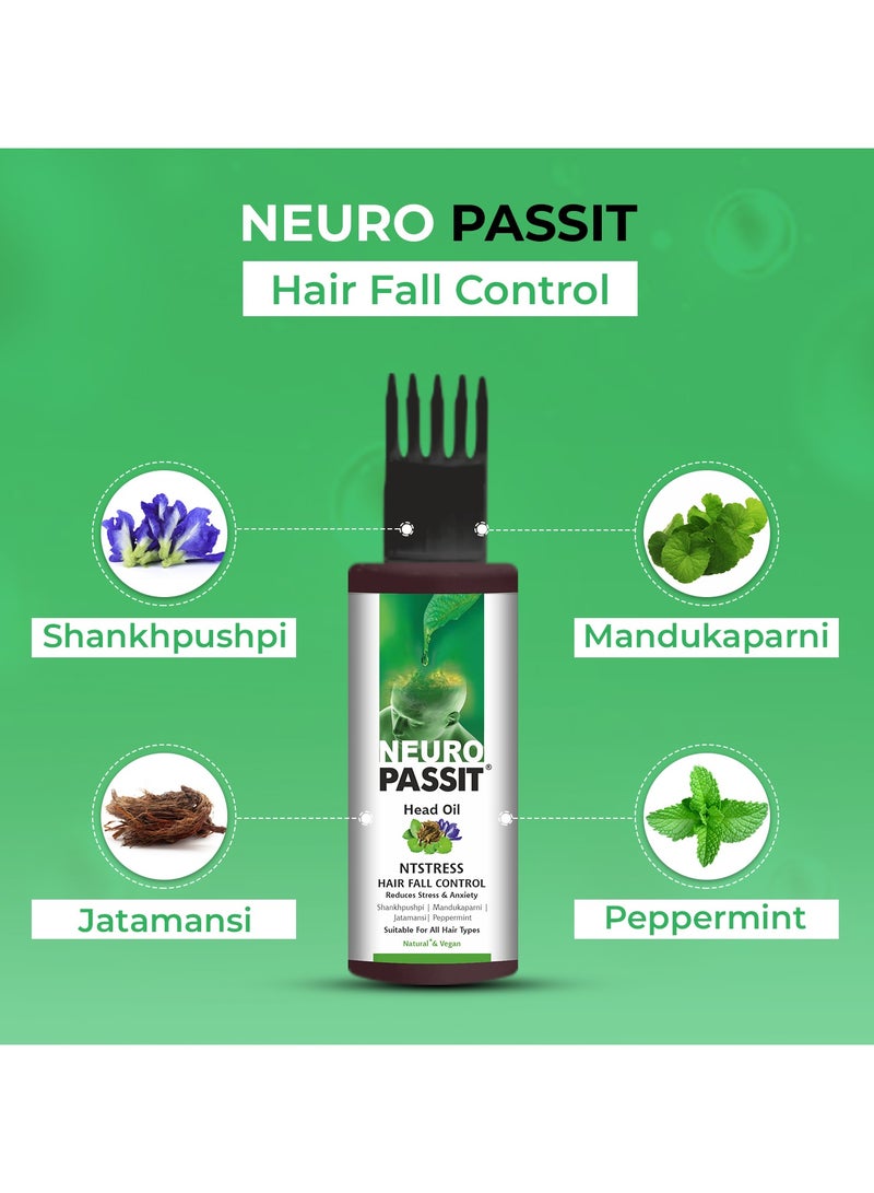 Passion Indulge Natural Neuropassit NTstress Hair fall control & Cooling oil, Reduce Stress & Anxiety | Anti Dandruff | Promote Good Sleep | Natural & Vegan | All Hair Type - 100ml - Image 2