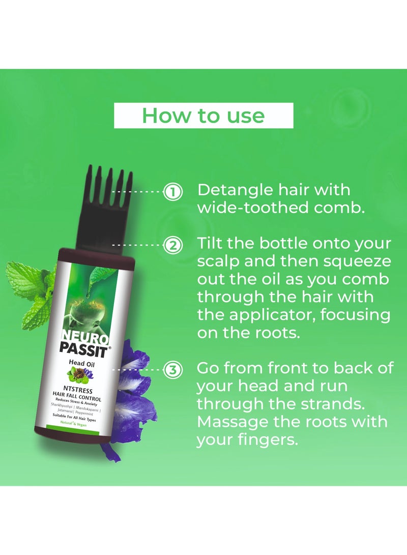 Passion Indulge Natural Neuropassit NTstress Hair fall control & Cooling oil, Reduce Stress & Anxiety | Anti Dandruff | Promote Good Sleep | Natural & Vegan | All Hair Type - 100ml - Image 4