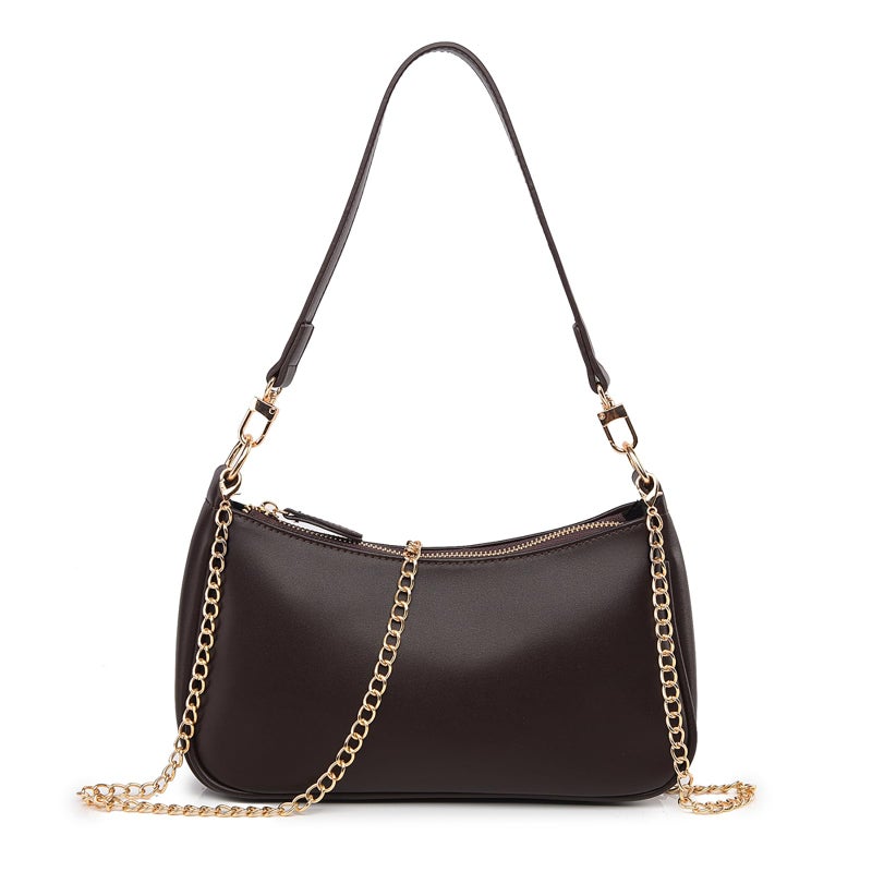 Gumhay Shoulder Bag for Women with 2 Removable Straps and Zipper Closure Crossbody Bags Clutch Tote HandBags Purses (Coffee Color) - Image 1