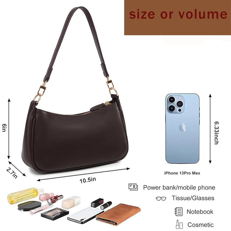 Gumhay Shoulder Bag for Women with 2 Removable Straps and Zipper Closure Crossbody Bags Clutch Tote HandBags Purses (Coffee Color) - Image 2
