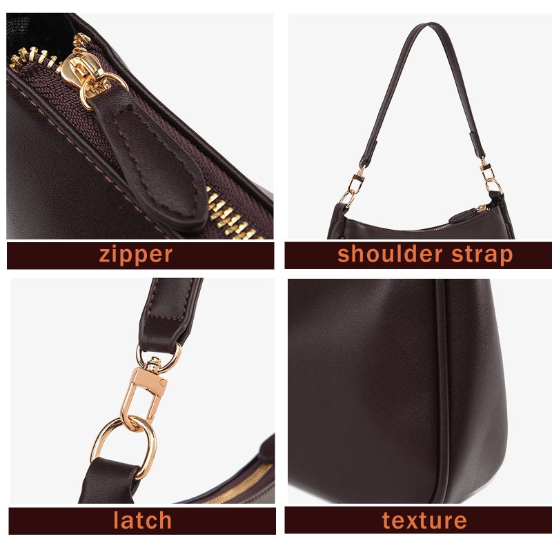 Gumhay Shoulder Bag for Women with 2 Removable Straps and Zipper Closure Crossbody Bags Clutch Tote HandBags Purses (Coffee Color) - Image 3