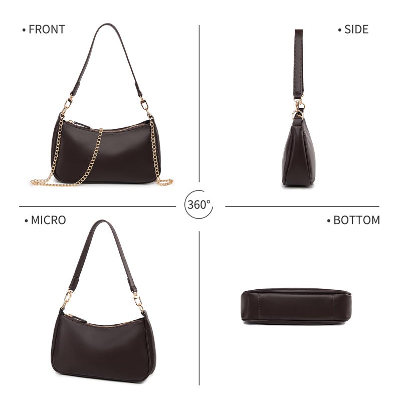 Gumhay Shoulder Bag for Women with 2 Removable Straps and Zipper Closure Crossbody Bags Clutch Tote HandBags Purses (Coffee Color) - Image 5