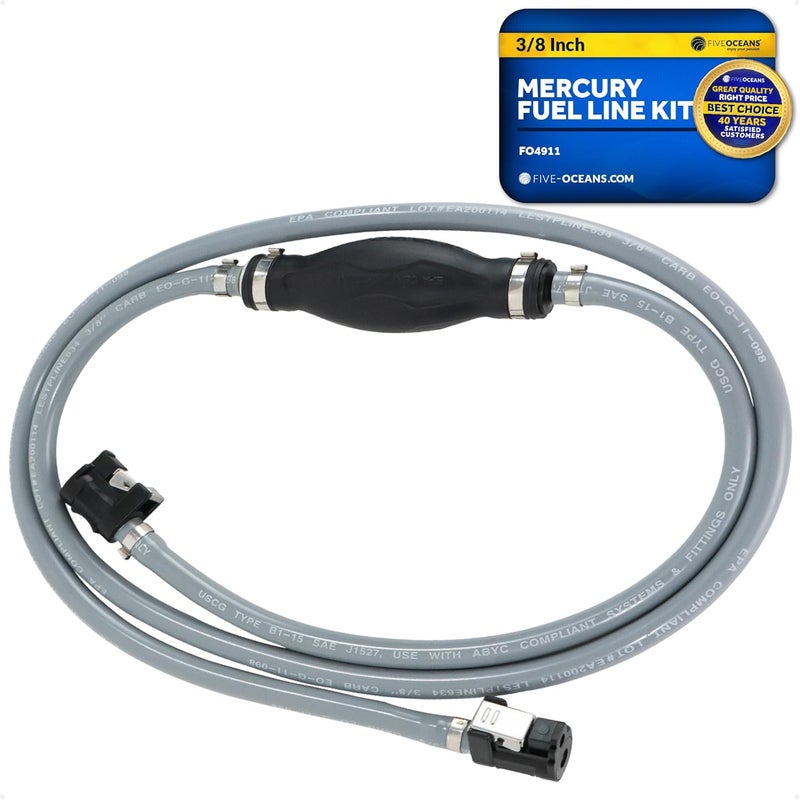 Five Oceans Marine Boat Fuel Line Kit Compatible with Mercury 3/8-Inch x 6-Foot, EPA/CARB Approved, Leakproof Outboard Fuel Line for All Mercury Engine End & Tank End Male Fitting (Pre-1998) - FO4911 - Image 1