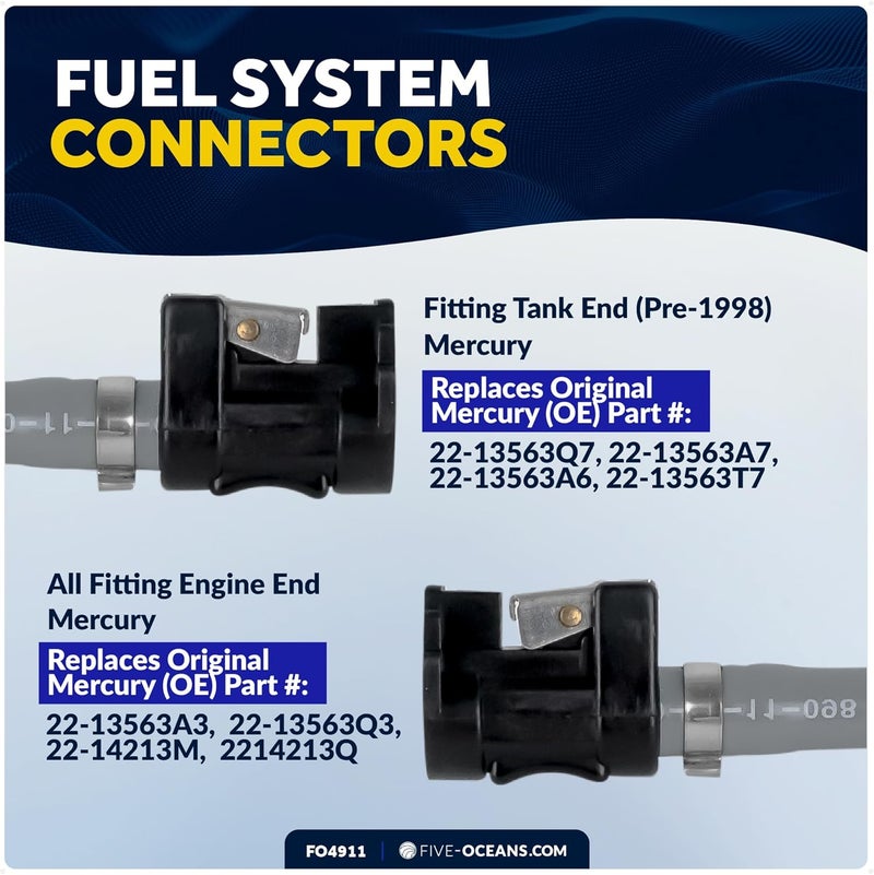 Five Oceans Marine Boat Fuel Line Kit Compatible with Mercury 3/8-Inch x 6-Foot, EPA/CARB Approved, Leakproof Outboard Fuel Line for All Mercury Engine End & Tank End Male Fitting (Pre-1998) - FO4911 - Image 4