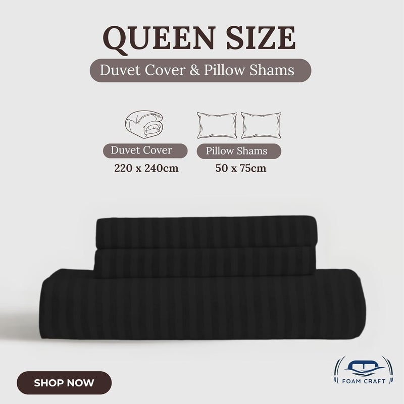 FOAM CRAFT® Stripe 3-Piece Duvet Cover Set - Black, Queen (220 x 240cm) - Image 2
