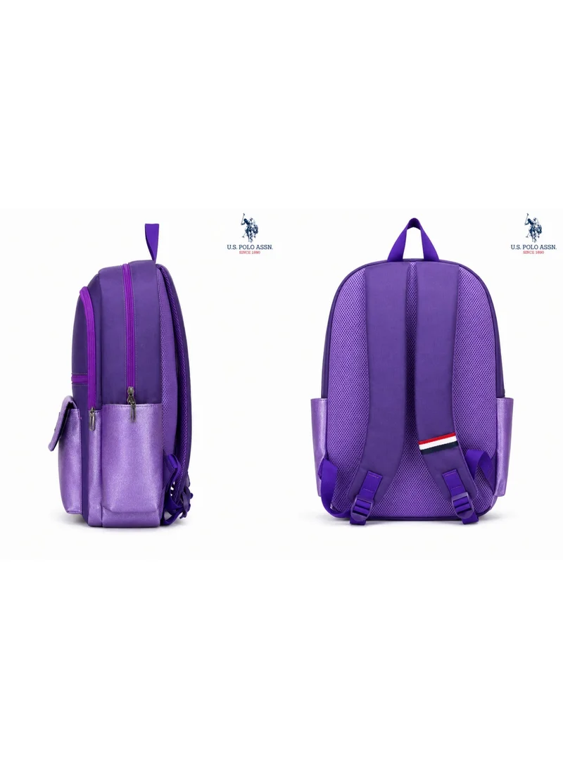 U.S. Polo Assn. U.S. Polo Assn. Classic Purple Lavender Utility Pocket Backpack for School and Office MultiCompartment Bag for Campus