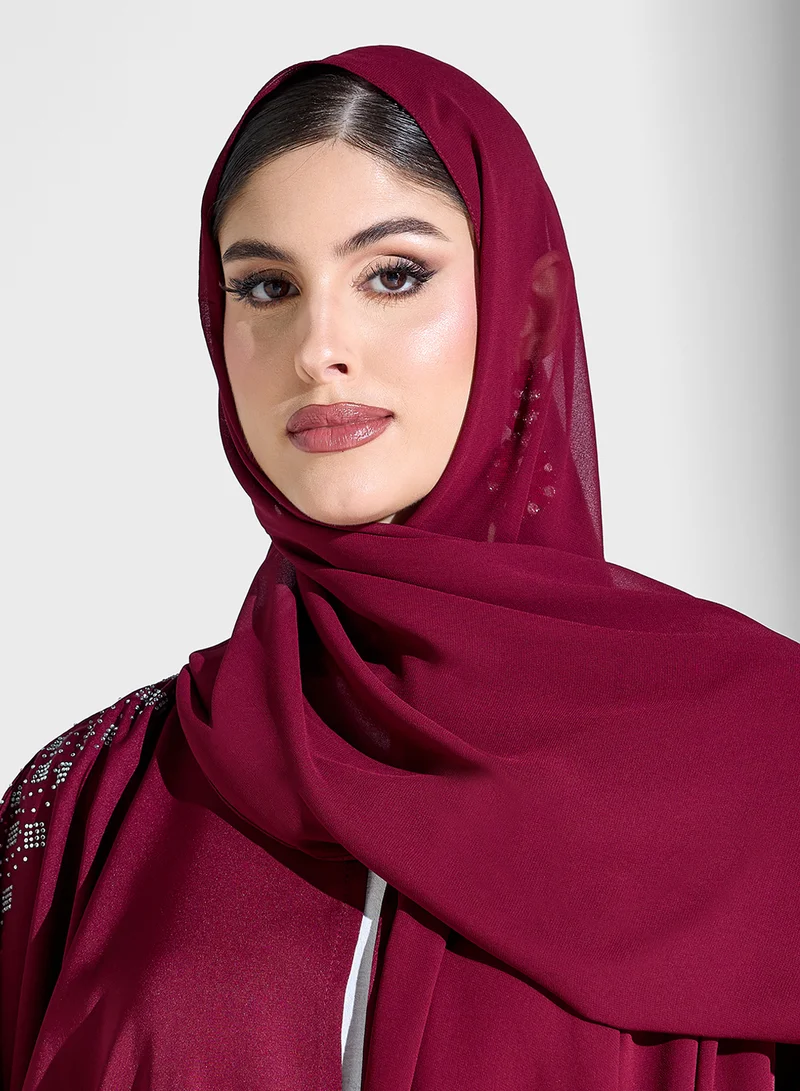 Khizana Abaya With Embellished Sleeves & Sheila