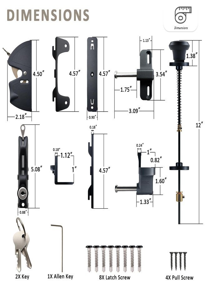 PILISPARK Gate Latch Door Latch with Pull Cable Opened Two-Sided Lockable Door Latch Durable,Versatile & Secure for Metal,Wood,and Vinyl Fence,for Privacy Fence,Outdoor Fence,Barn Door Lock,Wooden Fence(Black) - Image 5