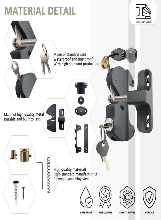 PILISPARK Gate Latch Door Latch with Pull Cable Opened Two-Sided Lockable Door Latch Durable,Versatile & Secure for Metal,Wood,and Vinyl Fence,for Privacy Fence,Outdoor Fence,Barn Door Lock,Wooden Fence(Black) - Image 4