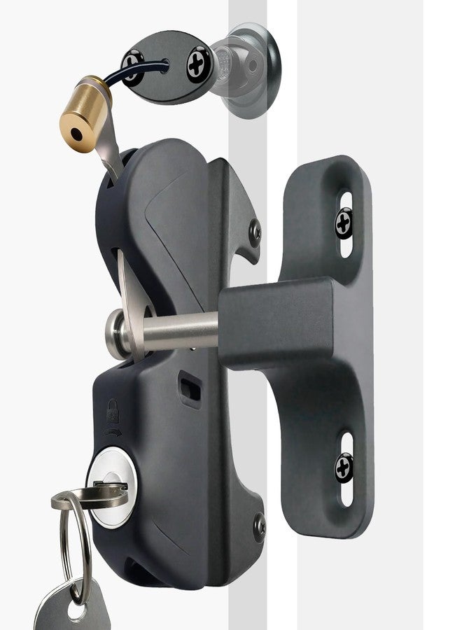PILISPARK Gate Latch Door Latch with Pull Cable Opened Two-Sided Lockable Door Latch Durable,Versatile & Secure for Metal,Wood,and Vinyl Fence,for Privacy Fence,Outdoor Fence,Barn Door Lock,Wooden Fence(Black) - Image 1