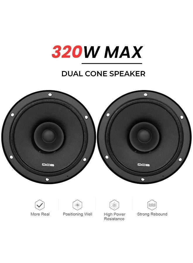 VEXTRON 6 Inch Dual Cone Car Speakers 320W Max 80W RMS | 160mm Full Range Audio Speaker Pair | High Sensitivity 90dB | Universal Vehicle Door Mount - Image 3