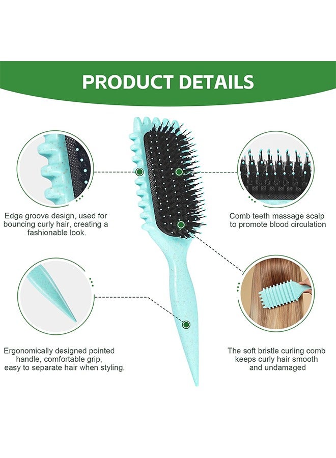 Flurry Curl Defining Hair Brush, Elastic Hair Styling Comb For Bounce & Volume, Durable Plastic Bristles & Abs Handle Green - Image 3