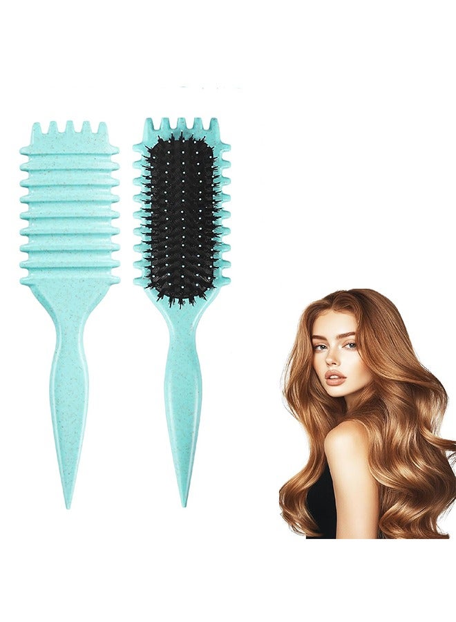 Flurry Curl Defining Hair Brush, Elastic Hair Styling Comb For Bounce & Volume, Durable Plastic Bristles & Abs Handle Green - Image 1