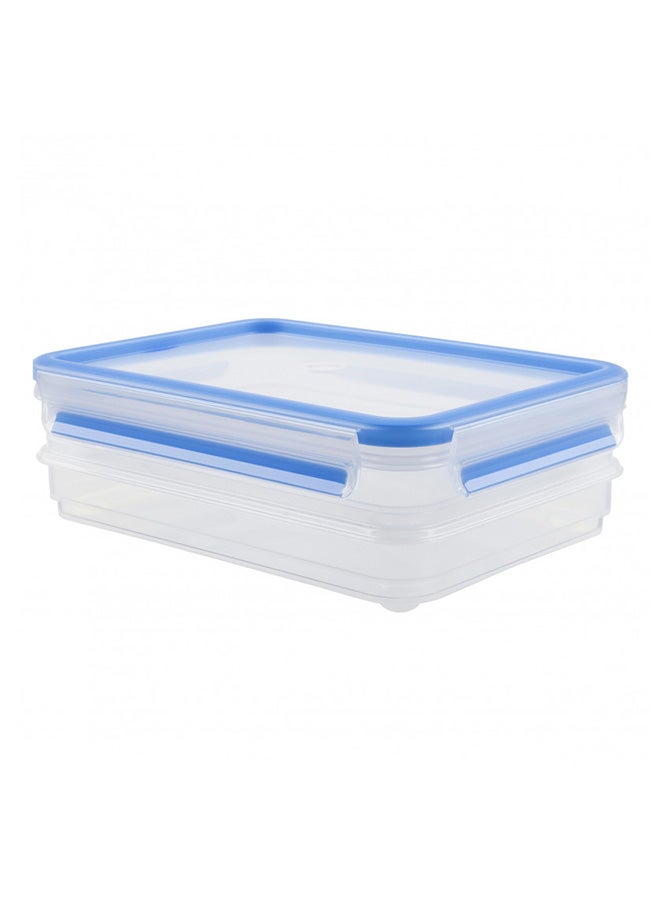 Plastic Food Container Clear/Blue 2 x 0.6Liters