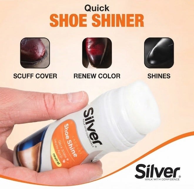 Silver Liquid Shoe Polish, Instant Shine & Color Restoration, Scuff Cover, 75ml, 3 Pack - Image 5