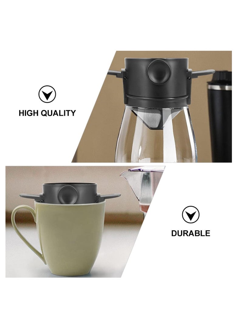 Coffee Filter, Stainless Steel Filter Paper Free, Coffee Funnel Filter, Portable Folding Hanging Ear Hand Brewed Coffee Filter Cup, Reusable (Black) - Image 2