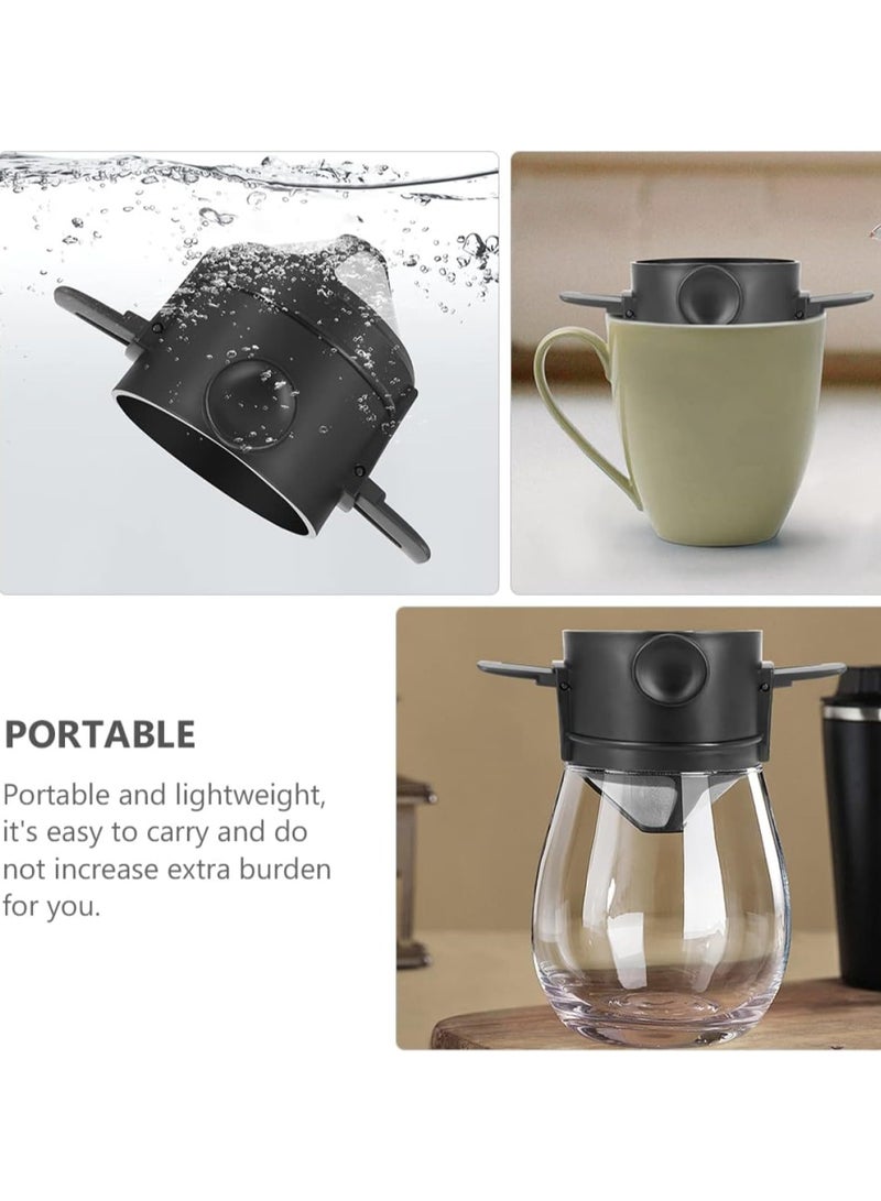 Coffee Filter, Stainless Steel Filter Paper Free, Coffee Funnel Filter, Portable Folding Hanging Ear Hand Brewed Coffee Filter Cup, Reusable (Black) - Image 3