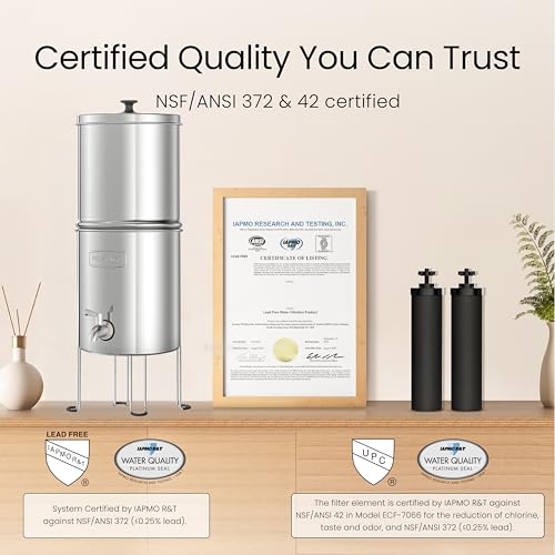 Waterdrop TK15AFS Gravity Water Filter System NSFANSI 42372 Standard Reduce Chlorine StainlessSteel Water System with 4 Filters Metal Spigot and Stand for Home Travel Emergencies 15G - Image 3