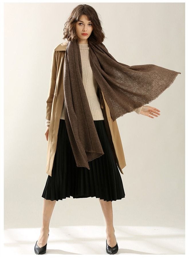 Loquat Solid Color Soft And Comfortable Wool Scarf  - Image 1