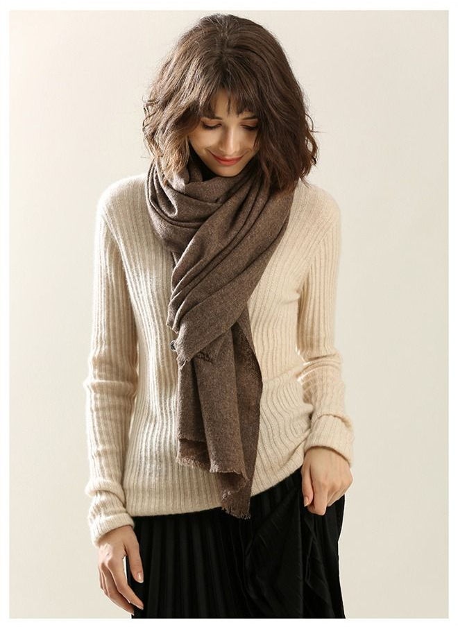 Loquat Solid Color Soft And Comfortable Wool Scarf  - Image 2