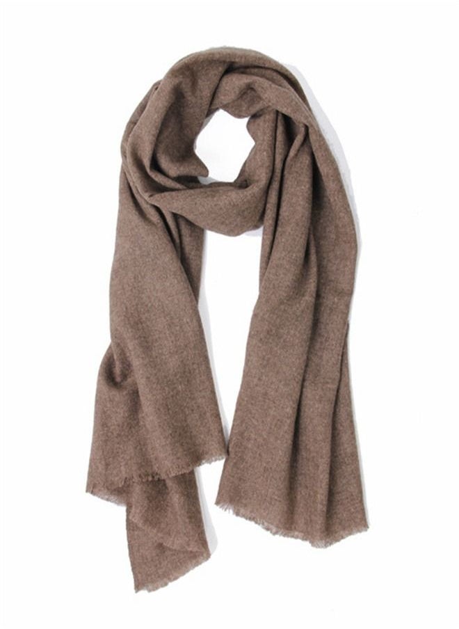 Loquat Solid Color Soft And Comfortable Wool Scarf  - Image 3