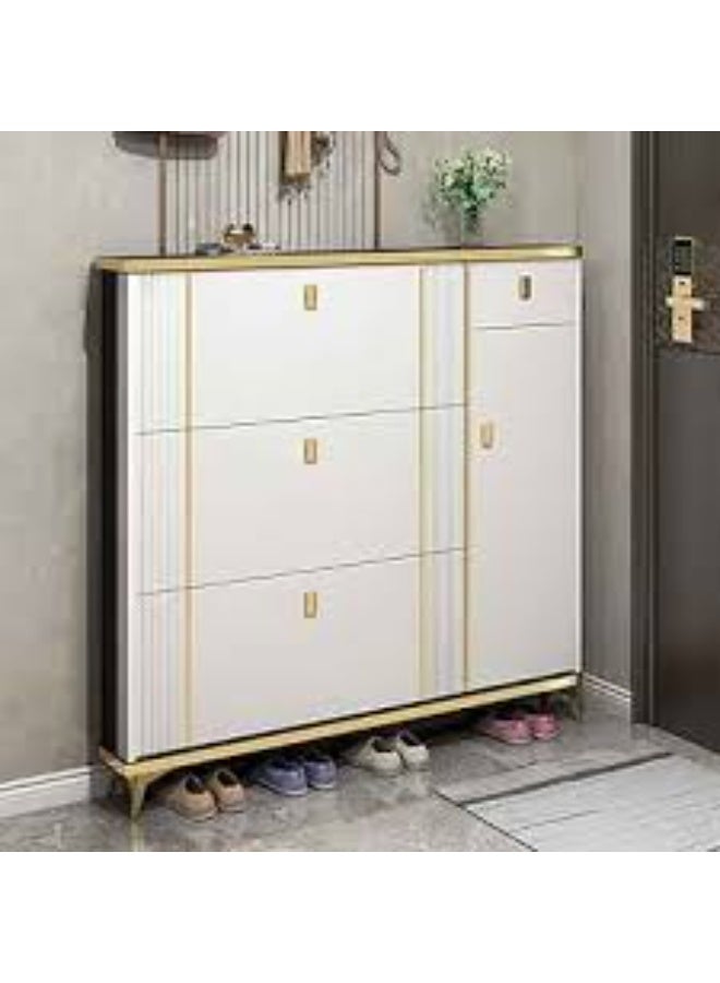 Modern Ultra Thin Shoe Storage, Entrance Shoe Rack Narrow, With Accessory Drawer Shoe Cabinet,with 3 Adjustable Partition, for Hallway Doorway Balcony Living Room - Image 1