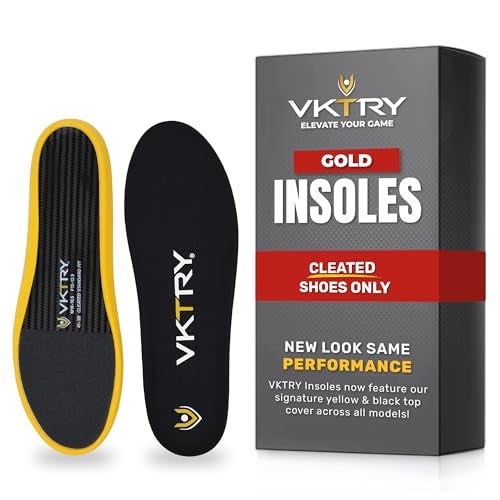 VKTRY Gold for Cleated Shoes - Carbon Fiber Performance Insoles Customized Athletic Inserts for Football, Baseball, Soccer, Golf, Lax & More | Run Fast, Jump High, US M11-11.5, W13-13.5, >220lb - Image 1