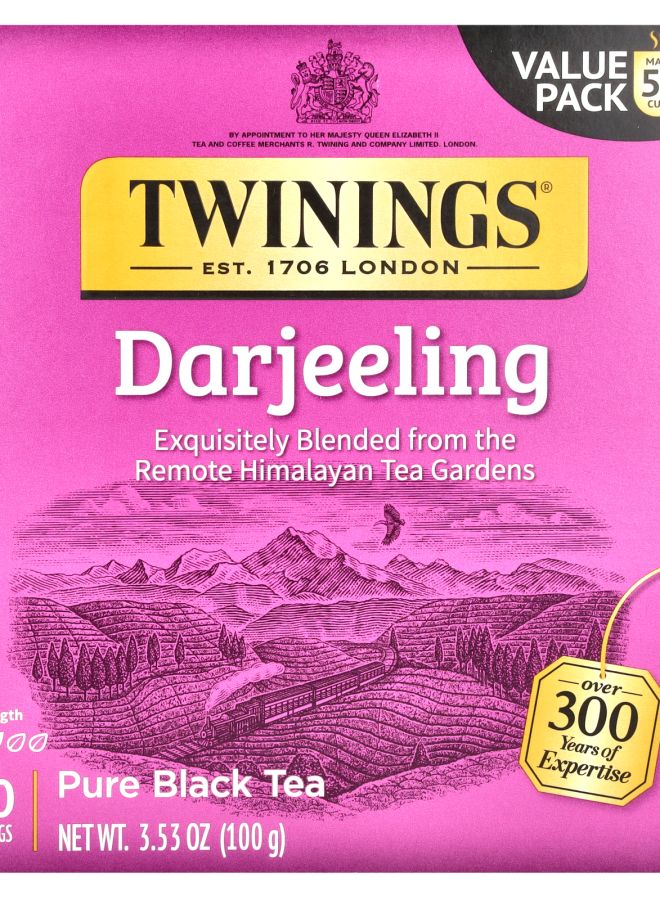 شاي أسود نقي دارجيلنج 50 كيس شاي 3.53 أونصة (100 جرام)