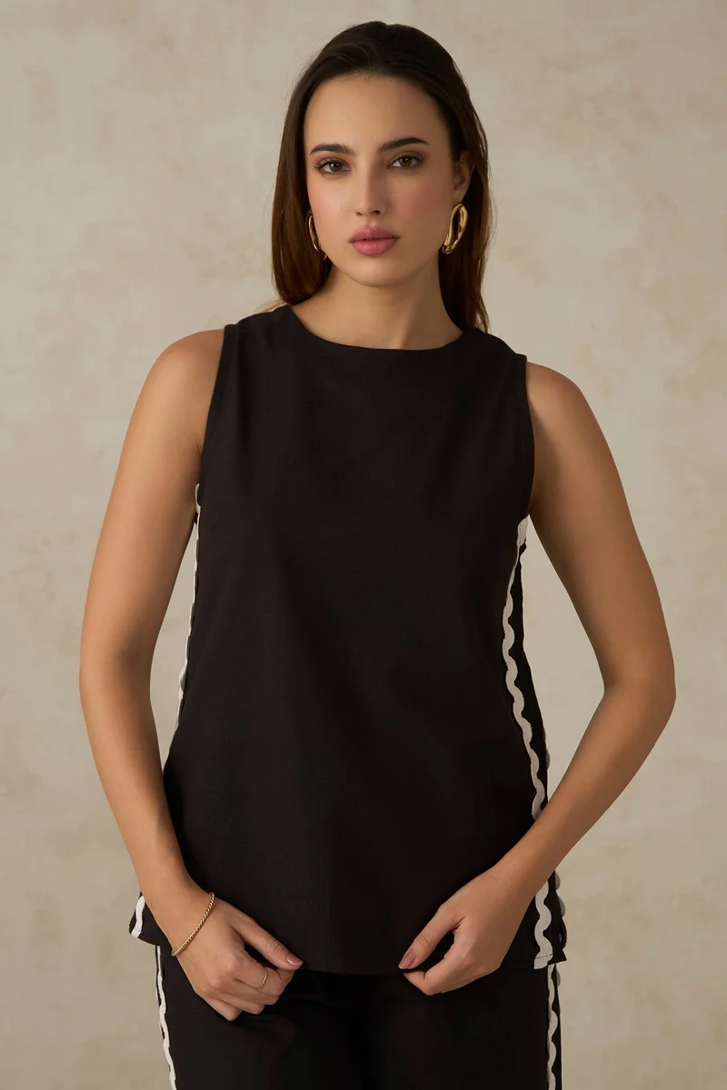 Virgio Cotton Boat Dinnerwear Neck Tunic With Lace for Women