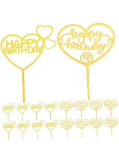 40pcs Cake Decoration Insert Party Cupcake Toppers Heart Cake Inserts Cake Picks Cake Topper Heart Gold Heart Cupcake Toppers Cake Decorating Happy Birthday Wedding Acrylic Bride