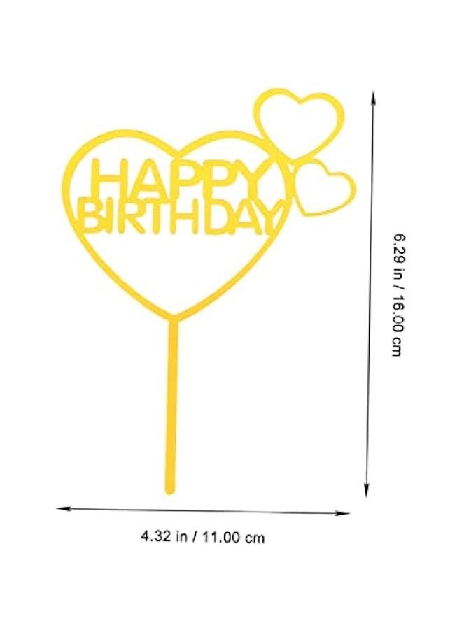Generic - 40pcs Cake Decoration Insert Party Cupcake Toppers Heart Cake Inserts Cake Picks Cake Topper Heart Gold Heart Cupcake Toppers Cake Decorating Happy Birthday Wedding Acrylic Bride - Image 1