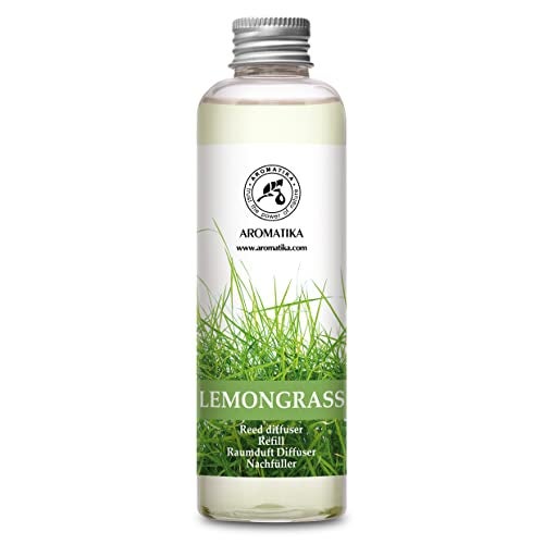 Aromatika Lemongrass Reed Diffuser Refill, Natural Essential Lemongrass Oil 6.8 Fl Oz - Fresh & Long Lasting Fragrance - Best Reed Diffuser Oil Refill for Aromatherapy - Home - Office - Restaurant - Image 1