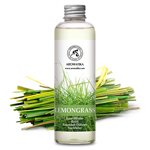 Aromatika Lemongrass Reed Diffuser Refill, Natural Essential Lemongrass Oil 6.8 Fl Oz - Fresh & Long Lasting Fragrance - Best Reed Diffuser Oil Refill for Aromatherapy - Home - Office - Restaurant - Image 2