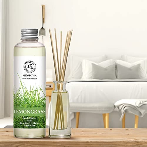 Aromatika Lemongrass Reed Diffuser Refill, Natural Essential Lemongrass Oil 6.8 Fl Oz - Fresh & Long Lasting Fragrance - Best Reed Diffuser Oil Refill for Aromatherapy - Home - Office - Restaurant - Image 3
