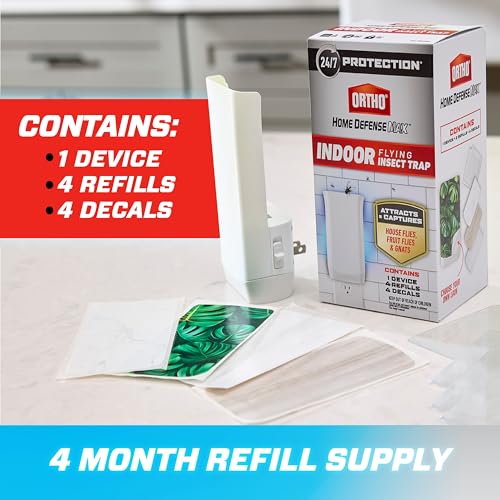 Ortho Home Defense Max Indoor Flying Insect Trap - Light Sticky Trap for House Flies, Fruit Flies, and Gnats, 1 Plug-in and 4 Refills - Image 3