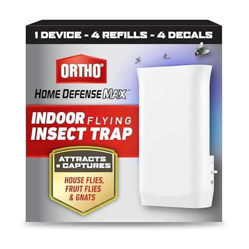 Ortho Home Defense Max Indoor Flying Insect Trap - Light Sticky Trap for House Flies, Fruit Flies, and Gnats, 1 Plug-in and 4 Refills - Image 1