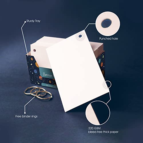 Turron Premium Blank Index Flash Cards | Punched with Binder Rings for Study, Notes & Revision (150, White, 3 x 5 Inch, Plain) - Image 3