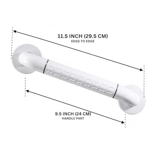 BATH GURU Grab Bar for Bathroom & Toilet, Heavy Duty ABS Safety Handle, Non-Slip Bathroom Support Rail for Senior Citizens & Elderly, Wall Mounted Shower Grab Bar, White, 12 Inch Approx - Image 2