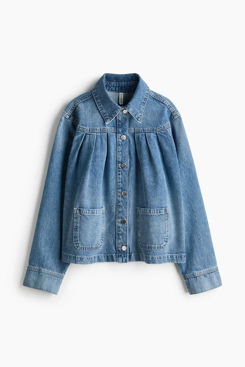 H&M  Oversized pleated denim jacket for Women | Best Price UAE