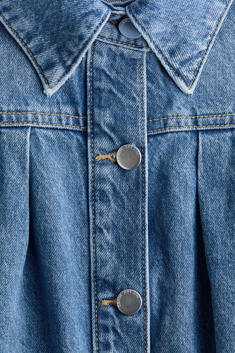 H&M  Oversized pleated denim jacket for Women | Best Price UAE