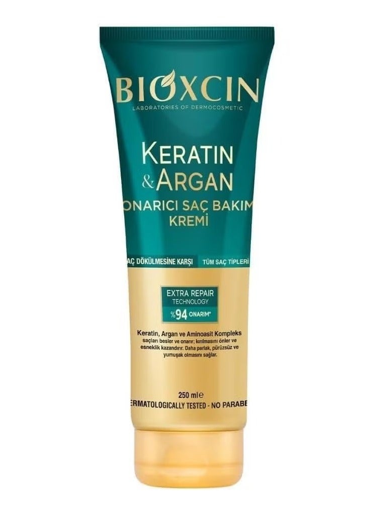 BIOXCIN Keratin Argan Repair Hair Care Cream 250 ml for Worn and Damaged Hair - Image 2