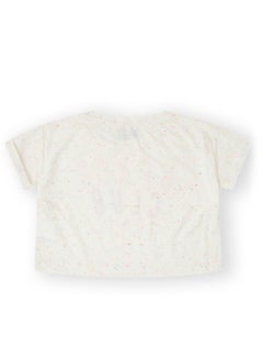 CANADA HOUSE Soft and Comfortable Beach Club Printed White T-shirt with Short Sleeves and Round Neckline for Girls  - Image 2