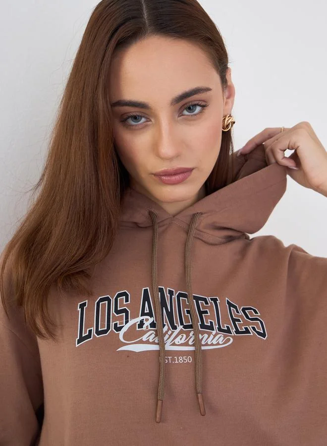 Styli Brown Regular Fit Longline Hoodie and Joggers Co-Ords