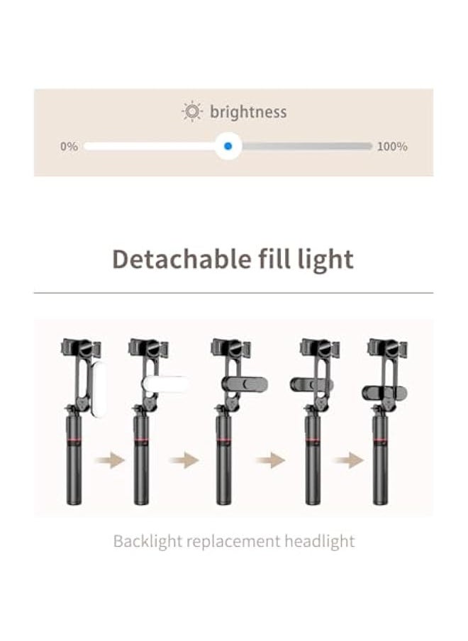 Generic - 43.7“Selfie Stick Tripod, Extendable Tripod with Rechargeable Bluetooth Remote,Removable fill light， Compatible with iPhone and Android Smartphones, Perfect for Travel, Vlog, Video and Photo, Black - Image 1