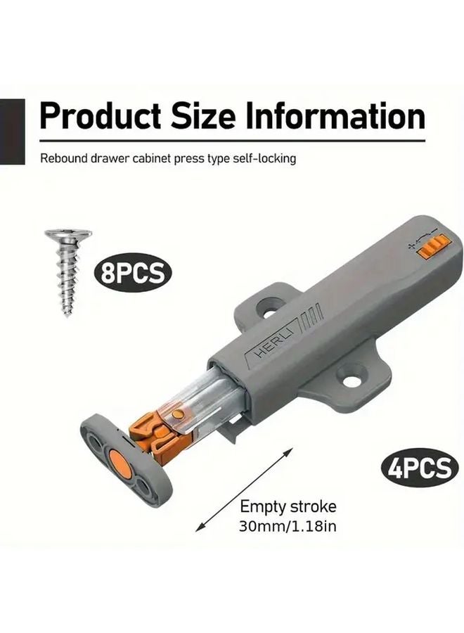 4pcs 30N Spring Self Closing Cabinet Door Closures Push to Lock Latches - Image 3