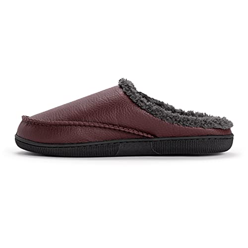 MUK LUKS Men's Faux Leather Clog Slipper, Brown, 10-11 - Image 4