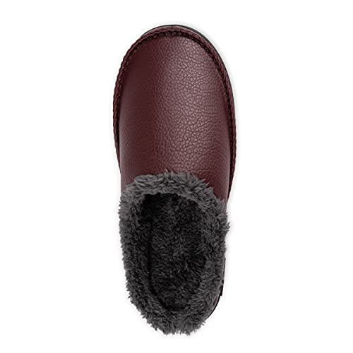 MUK LUKS Men's Faux Leather Clog Slipper, Brown, 10-11 - Image 3